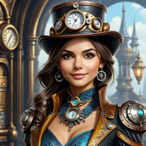 Steampunk portrait of Victoria Justice, Highly Detailed, Intricate, Artstation, Beautiful, Digital Painting, Sharp Focus, Concept Art, Elegant