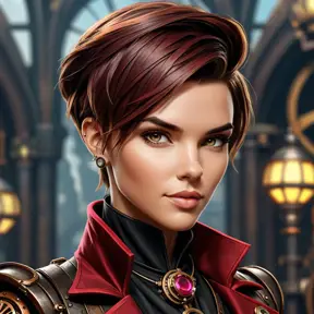 Steampunk portrait of Ruby Rose, Highly Detailed, Intricate, Artstation, Beautiful, Digital Painting, Sharp Focus, Concept Art, Elegant