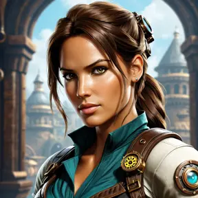 Steampunk portrait of Lara Croft, Highly Detailed, Intricate, Artstation, Beautiful, Digital Painting, Sharp Focus, Concept Art, Elegant