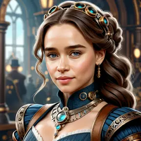 Steampunk portrait of Emilia Clarke, Highly Detailed, Intricate, Artstation, Beautiful, Digital Painting, Sharp Focus, Concept Art, Elegant