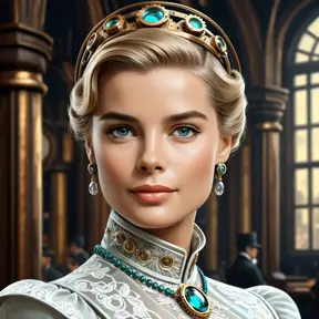 Steampunk portrait of Grace Kelly, Highly Detailed, Intricate, Artstation, Beautiful, Digital Painting, Sharp Focus, Concept Art, Elegant