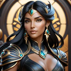 Alluring matte portrait of a beautiful Sivir in black leather, 8k, Highly Detailed, Intricate, Half Body, Realistic, Sharp Focus, Volumetric Lighting, Fantasy, Elegant by Stanley Artgerm Lau, Alphonse Mucha, WLOP, Stefan Kostic