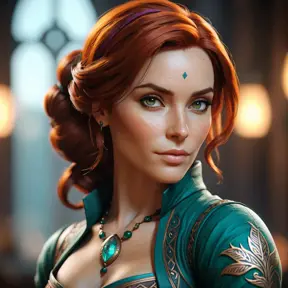 Matte portrait of Triss Merigold with tattoos, 8k, Highly Detailed, Alluring, Artstation, Bokeh effect, Sharp Focus, Volumetric Lighting, Concept Art by Stanley Artgerm Lau, Greg Rutkowski