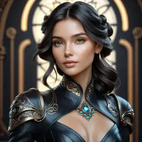 Alluring matte portrait of a beautiful Lyx in black leather, 8k, Highly Detailed, Intricate, Half Body, Realistic, Sharp Focus, Volumetric Lighting, Fantasy, Elegant by Stanley Artgerm Lau, Alphonse Mucha, WLOP, Stefan Kostic