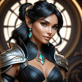 Alluring matte portrait of a beautiful Nidalee in black leather, 8k, Highly Detailed, Intricate, Half Body, Realistic, Sharp Focus, Volumetric Lighting, Fantasy, Elegant by Stanley Artgerm Lau, Alphonse Mucha, WLOP, Stefan Kostic