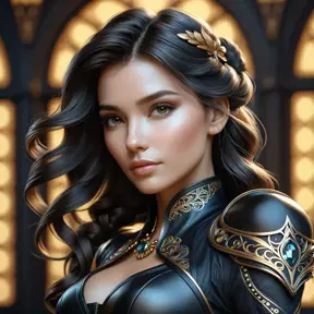 Alluring matte portrait of a beautiful Lyx in black leather, 8k, Highly Detailed, Intricate, Half Body, Realistic, Sharp Focus, Volumetric Lighting, Fantasy, Elegant by Stanley Artgerm Lau, Alphonse Mucha, WLOP, Stefan Kostic