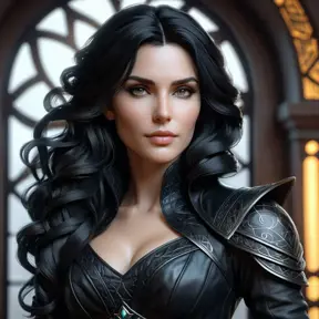 Alluring matte portrait of a beautiful Yennefer in black leather, 8k, Highly Detailed, Intricate, Half Body, Realistic, Sharp Focus, Volumetric Lighting, Fantasy, Elegant by Stanley Artgerm Lau, Alphonse Mucha, WLOP, Stefan Kostic