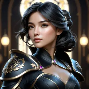 Alluring matte portrait of a beautiful Fiora in black, 8k, Highly Detailed, Intricate, Half Body, Realistic, Sharp Focus, Volumetric Lighting, Fantasy, Elegant by Stanley Artgerm Lau, Alphonse Mucha, WLOP, Stefan Kostic