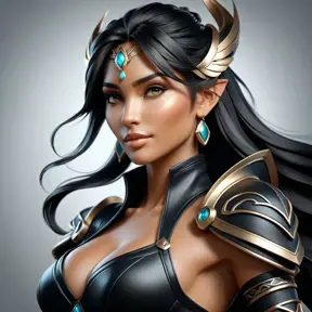 Alluring matte portrait of a beautiful Nidalee in black leather, 8k, Highly Detailed, Intricate, Half Body, Realistic, Sharp Focus, Volumetric Lighting, Fantasy, Elegant by Stanley Artgerm Lau, Alphonse Mucha, WLOP, Stefan Kostic