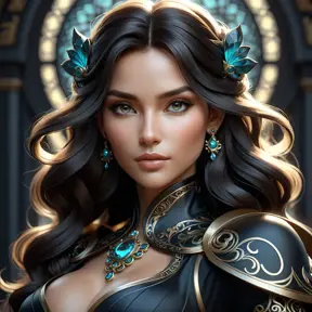 Alluring matte portrait of a beautiful Katarina in black, 8k, Highly Detailed, Intricate, Half Body, Realistic, Sharp Focus, Volumetric Lighting, Fantasy, Elegant by Stanley Artgerm Lau, Alphonse Mucha, WLOP, Stefan Kostic