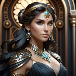 Alluring matte portrait of a beautiful Kassandra in black, 8k, Highly Detailed, Intricate, Half Body, Realistic, Sharp Focus, Volumetric Lighting, Fantasy, Elegant by Stanley Artgerm Lau, Alphonse Mucha, WLOP, Stefan Kostic