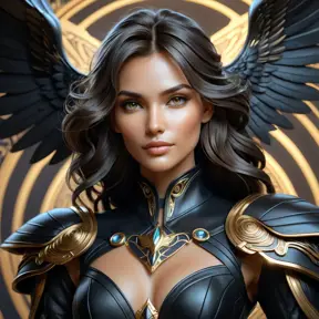 Alluring matte portrait of a beautiful Kayle in black leather, 8k, Highly Detailed, Intricate, Half Body, Realistic, Sharp Focus, Volumetric Lighting, Fantasy, Elegant by Stanley Artgerm Lau, Alphonse Mucha, WLOP, Stefan Kostic