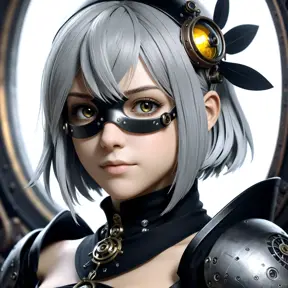 Steampunk portrait of 2B from Nier Automata, Highly Detailed, Intricate, Artstation, Beautiful, Digital Painting, Sharp Focus, Concept Art, Elegant