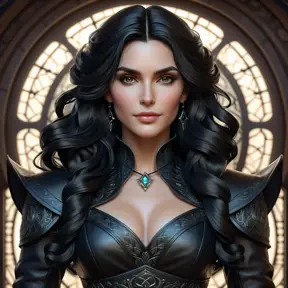 Alluring matte portrait of a beautiful Yennefer wearing black leather, 8k, Highly Detailed, Intricate, Half Body, Realistic, Sharp Focus, Volumetric Lighting, Fantasy, Elegant by Stanley Artgerm Lau, Alphonse Mucha, WLOP