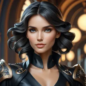 Alluring matte portrait of a beautiful Quinn in black leather, 8k, Highly Detailed, Intricate, Half Body, Realistic, Sharp Focus, Volumetric Lighting, Fantasy, Elegant by Stanley Artgerm Lau, Alphonse Mucha, WLOP, Stefan Kostic