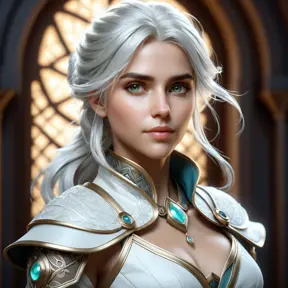 Alluring matte portrait of a beautiful Ciri in White, 8k, Highly Detailed, Intricate, Half Body, Realistic, Sharp Focus, Volumetric Lighting, Fantasy, Elegant by Stanley Artgerm Lau, Alphonse Mucha, WLOP