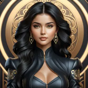 Alluring matte portrait of the beautiful goddess Selena in black leather in the style of Stefan Kostic, 8k, Highly Detailed, Intricate, Realistic, Sharp Focus, Volumetric Lighting, Fantasy, Elegant by Stanley Artgerm Lau, Alphonse Mucha, WLOP