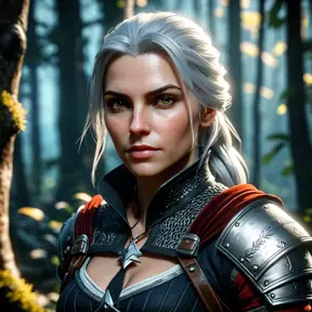 Portrait of an alluring witcher 3 female rouge assassin in an epic forest, 4k, Highly Detailed, Beautiful, Cinematic Lighting, Sharp Focus, Volumetric Lighting, Closeup Portrait, Concept Art