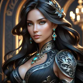 Alluring matte portrait of a beautiful Katarina in black, 8k, Highly Detailed, Intricate, Half Body, Realistic, Sharp Focus, Volumetric Lighting, Fantasy, Elegant by Stanley Artgerm Lau, Alphonse Mucha, WLOP, Stefan Kostic