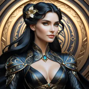 Alluring matte portrait of a beautiful Morgana in black leather, 8k, Highly Detailed, Intricate, Half Body, Realistic, Sharp Focus, Volumetric Lighting, Fantasy, Elegant by Stanley Artgerm Lau, Alphonse Mucha, WLOP, Stefan Kostic