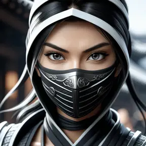 Black & White closeup of a beautiful female ninja, 8k, Highly Detailed, Artstation, Beautiful, Digital Illustration, Sharp Focus, Unreal Engine, Concept Art by Stanley Artgerm Lau