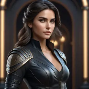 Alluring matte half body portrait of a beautiful Kassandra wearing tight black leather, 8k, Highly Detailed, Intricate, Realistic, Sharp Focus, Volumetric Lighting, Fantasy, Elegant by Stanley Artgerm Lau, WLOP