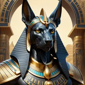 close up fierce looking egyptian god Anubis, 4k, Highly Detailed, Hyper Detailed, Powerful, Artstation, Vintage Illustration, Digital Painting, Sharp Focus, Smooth, Concept Art by Stanley Artgerm Lau, Alphonse Mucha, Greg Rutkowski