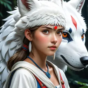 portrait of princess mononoke, 4k, 4k resolution, 8k, Hyper Detailed, Anime by Stanley Artgerm Lau