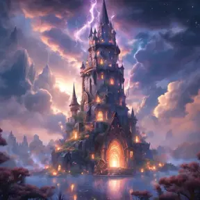 Wizard's tower in fantasy landscape, Magical, Fantasy