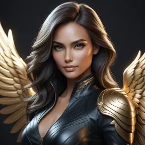 Alluring matte half body portrait of a beautiful Kayle wearing tight black leather, 8k, Highly Detailed, Intricate, Realistic, Sharp Focus, Volumetric Lighting, Fantasy, Elegant by Stanley Artgerm Lau, WLOP