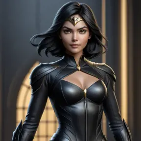 Alluring matte half body portrait of a beautiful Cassandra Cain wearing tight black leather, 8k, Highly Detailed, Intricate, Realistic, Sharp Focus, Volumetric Lighting, Fantasy, Elegant by Stanley Artgerm Lau, WLOP