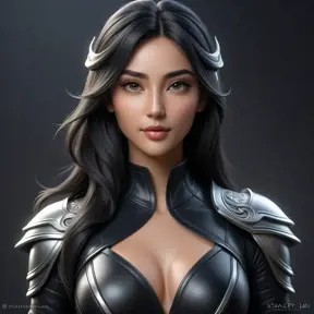 Alluring matte half body portrait of a beautiful Irelia wearing tight black leather, 8k, Highly Detailed, Intricate, Realistic, Sharp Focus, Volumetric Lighting, Fantasy, Elegant by Stanley Artgerm Lau, WLOP