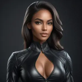 Alluring matte half body portrait of a beautiful Samira wearing tight black leather, 8k, Highly Detailed, Intricate, Realistic, Sharp Focus, Volumetric Lighting, Fantasy, Elegant by Stanley Artgerm Lau, WLOP