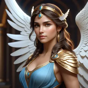 Alluring matte portrait of a beautiful Kassandra with wings, 8k, Highly Detailed, Intricate, Half Body, Realistic, Sharp Focus, Volumetric Lighting, Fantasy, Elegant by Stanley Artgerm Lau, Alphonse Mucha, WLOP