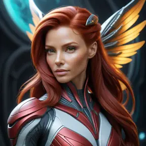 Alluring matte portrait of a beautiful red haired winged Sarah Kerrigan alien, 8k, Highly Detailed, Intricate, Half Body, Realistic, Sharp Focus, Volumetric Lighting, Fantasy, Elegant by Stanley Artgerm Lau, WLOP, Stefan Kostic