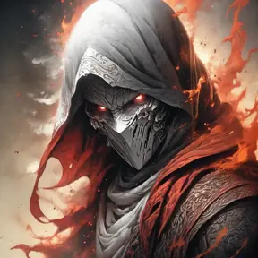 White Assassin emerging from a firey fog of battle, ink splash, Highly Detailed, Vibrant Colors, Ink Art, Fantasy, Dark by Stanley Artgerm Lau