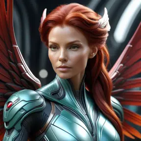 Alluring matte portrait of a beautiful red haired winged Sarah Kerrigan alien, 8k, Highly Detailed, Intricate, Half Body, Realistic, Sharp Focus, Volumetric Lighting, Fantasy, Elegant by Stanley Artgerm Lau, WLOP, Stefan Kostic