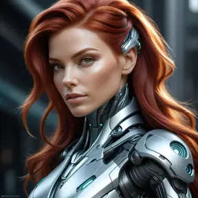 Alluring matte portrait of a beautiful red haired Sarah Kerrigan cyborg, 8k, Highly Detailed, Intricate, Half Body, Realistic, Sharp Focus, Volumetric Lighting, Fantasy, Elegant by Stanley Artgerm Lau, WLOP, Stefan Kostic