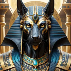 close up fierce looking egyptian god Anubis, 4k, Highly Detailed, Hyper Detailed, Powerful, Artstation, Vintage Illustration, Digital Painting, Sharp Focus, Smooth, Concept Art by Stanley Artgerm Lau, Alphonse Mucha, Greg Rutkowski