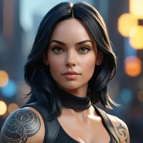 Close up of Laura Kinney with tattoos, 8k, Highly Detailed, Artstation, Bokeh effect, Sharp Focus, Volumetric Lighting, Concept Art by Stanley Artgerm Lau, Greg Rutkowski