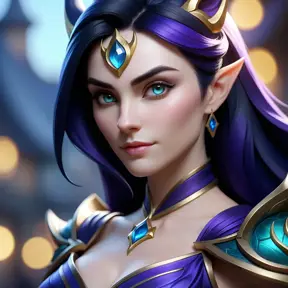 Close up of Morgana from league of legends with tattoos, 8k, Highly Detailed, Artstation, Bokeh effect, Sharp Focus, Volumetric Lighting, Concept Art by Stanley Artgerm Lau, Greg Rutkowski