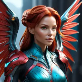 Alluring matte portrait of a beautiful red haired alien winged Sarah Kerrigan, 8k, Highly Detailed, Intricate, Half Body, Realistic, Sharp Focus, Volumetric Lighting, Fantasy, Elegant by Stanley Artgerm Lau, WLOP, Stefan Kostic