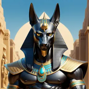 close up fierce looking egyptian god Anubis, 4k, Highly Detailed, Hyper Detailed, Powerful, Artstation, Vintage Illustration, Digital Painting, Sharp Focus, Smooth, Concept Art by Stanley Artgerm Lau, Alphonse Mucha, Greg Rutkowski