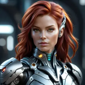 Alluring matte portrait of a beautiful red haired Sarah Kerrigan cyborg, 8k, Highly Detailed, Intricate, Half Body, Realistic, Sharp Focus, Volumetric Lighting, Fantasy, Elegant by Stanley Artgerm Lau, WLOP, Stefan Kostic