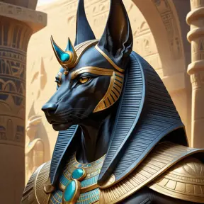 close up fierce looking egyptian god Anubis, 4k, Highly Detailed, Hyper Detailed, Powerful, Artstation, Vintage Illustration, Digital Painting, Sharp Focus, Smooth, Concept Art by Stanley Artgerm Lau, Alphonse Mucha, Greg Rutkowski