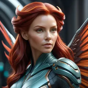 Alluring matte portrait of a beautiful red haired alien winged Sarah Kerrigan, 8k, Highly Detailed, Intricate, Half Body, Realistic, Sharp Focus, Volumetric Lighting, Fantasy, Elegant by Stanley Artgerm Lau, WLOP, Stefan Kostic