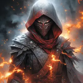 White Assassin emerging from a firey fog of battle, ink splash, Highly Detailed, Vibrant Colors, Ink Art, Fantasy, Dark by Stanley Artgerm Lau