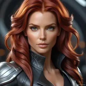 Alluring matte portrait of a beautiful red haired Sarah Kerrigan in leather, 8k, Highly Detailed, Intricate, Half Body, Realistic, Sharp Focus, Volumetric Lighting, Fantasy, Elegant by Stanley Artgerm Lau, WLOP, Stefan Kostic