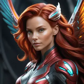 Alluring matte portrait of a beautiful red haired alien winged Sarah Kerrigan, 8k, Highly Detailed, Intricate, Half Body, Realistic, Sharp Focus, Volumetric Lighting, Fantasy, Elegant by Stanley Artgerm Lau, WLOP, Stefan Kostic