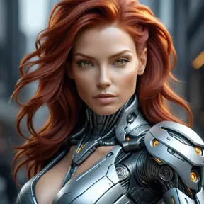 Alluring matte portrait of a beautiful red haired Sarah Kerrigan cyborg, 8k, Highly Detailed, Intricate, Half Body, Realistic, Sharp Focus, Volumetric Lighting, Fantasy, Elegant by Stanley Artgerm Lau, WLOP, Stefan Kostic